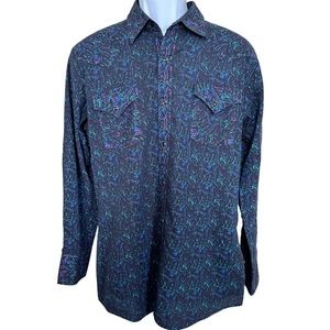 Ely Cattleman Men’s Sz 16/34 Long Sleeve Snap Front Shirt Indian Aztec Southwest